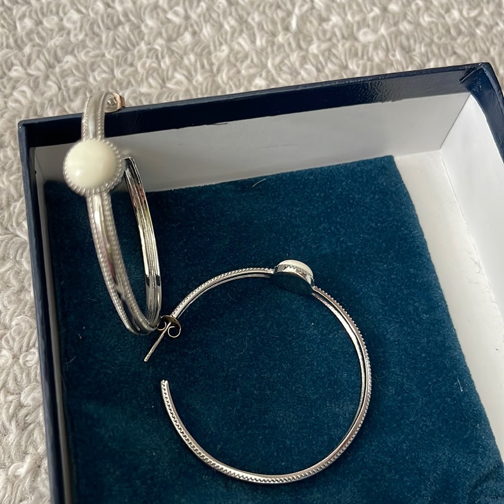 Womens hoop earrings with white stone